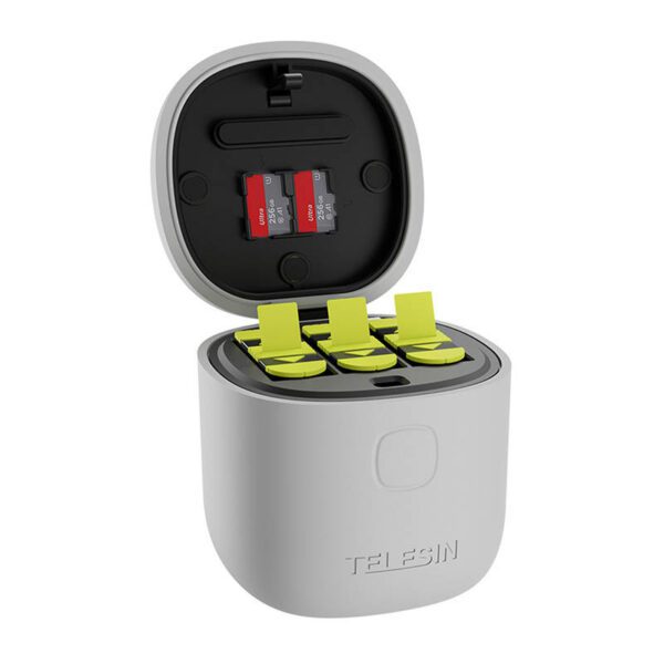 3-slot waterproof charger Telesin Allin box for GoPro Hero 9 / Hero 10 / Hero 11 / Hero 12 + 3 batteries (GP-BTR-906-GY-B) - Image 7