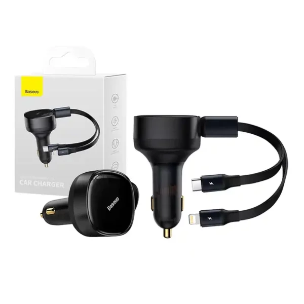 Car Charger Baseus Enjoyment with cable USB-C + Lightning 3A, 30W (Black) - Image 9