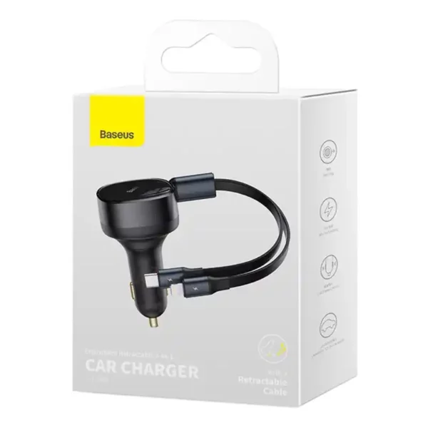 Car Charger Baseus Enjoyment with cable USB-C + Lightning 3A, 30W (Black) - Image 7