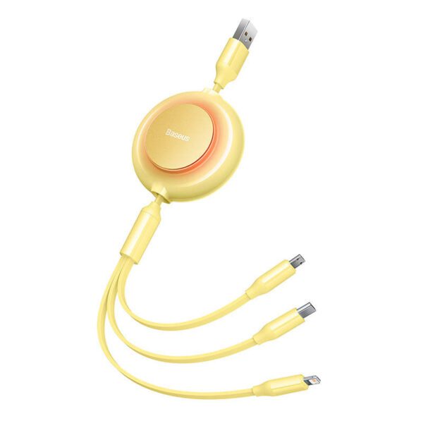 Baseus Bright Mirror 2, USB 3-in-1 cable for micro USB / USB-C / Lightning 3.5A 1.1m (Yellow) - Image 6