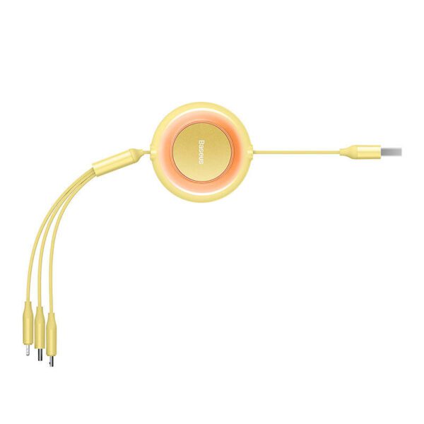 Baseus Bright Mirror 2, USB 3-in-1 cable for micro USB / USB-C / Lightning 3.5A 1.1m (Yellow) - Image 3