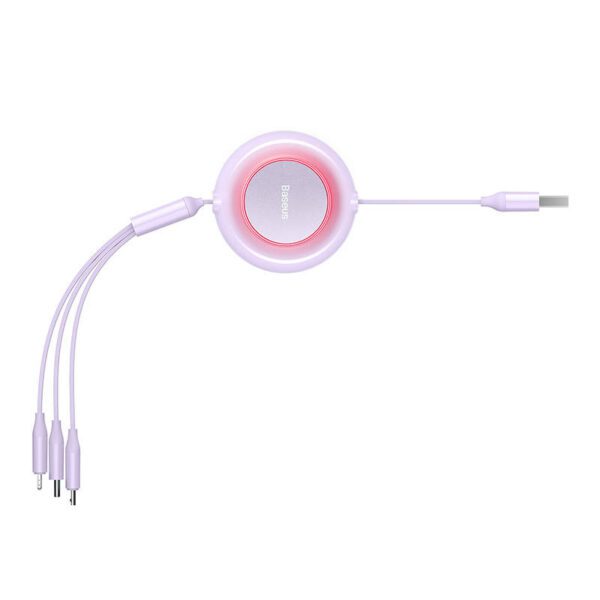 Baseus Bright Mirror 2, 3-in-1  USB 3-in-1 cable for micro USB / USB-C / Lightning 3.5A 1.1m (Purple) - Image 3