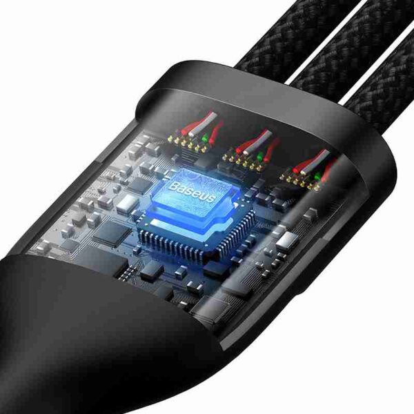 3in1 USB cable Baseus Flash Series 2, USB-C + micro USB + Lightning, 100W, 1.2m (black) - Image 8
