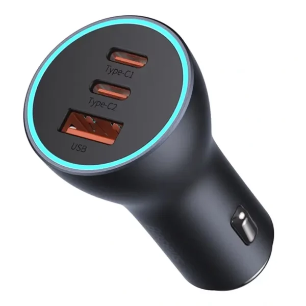 Car charger Baseus Golden Contactor Pro, 2x USB-C, 1x USB, 65W (grey) - Image 4