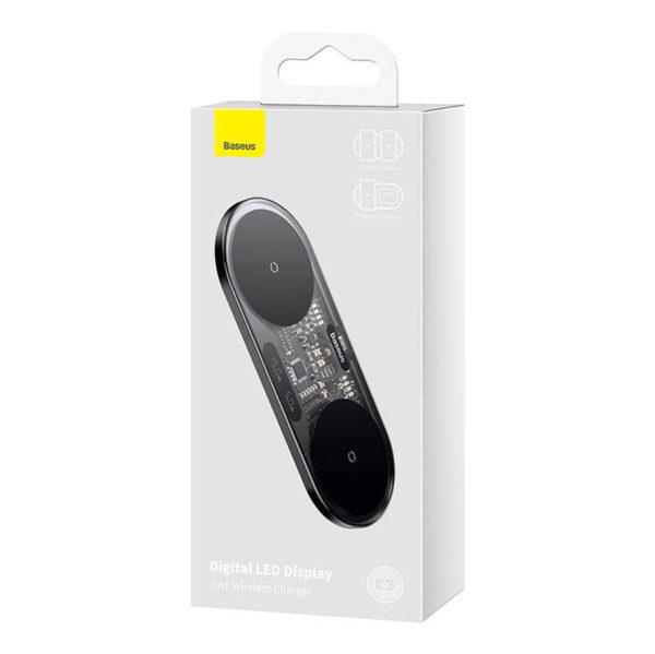 Dual Qi wireless charger Baseus Digital LED Display, 20W - Image 7