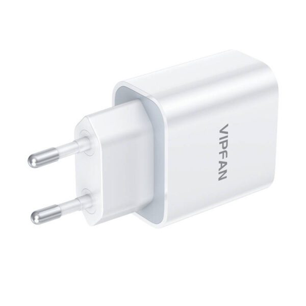 Wall charger VFAN E04, USB-C, 20W, QC 3.0 + Lightning cable (white) - Image 7