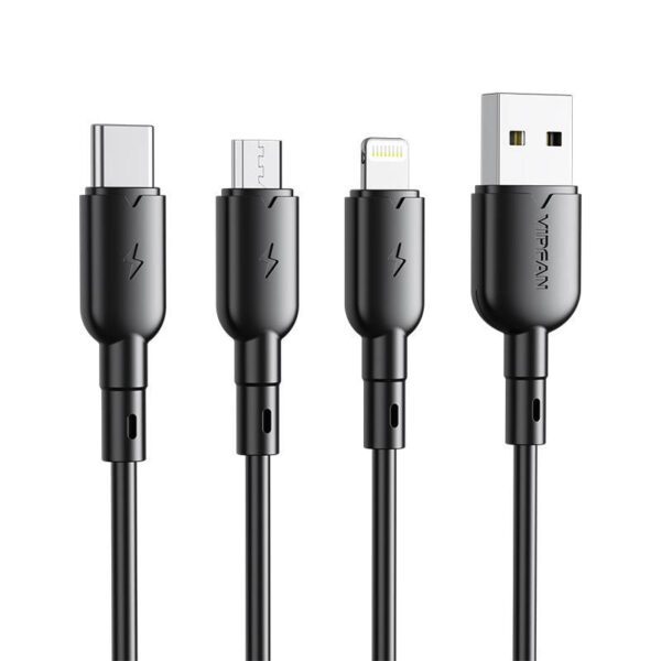 USB to Micro USB cable VFAN Colorful X11, 3A, 1m (black) - Image 3