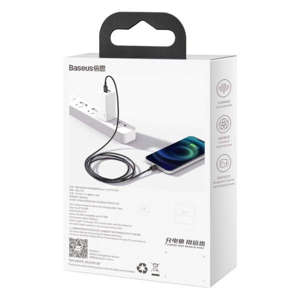 Baseus Superior Series Cable USB-C to iP, 20W, PD, 1m (black) - Image 12