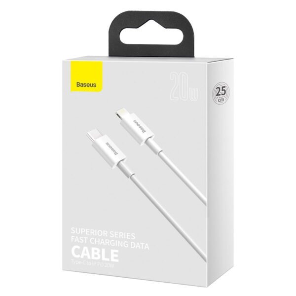 Baseus Superior Series Cable USB-C to Lightning, 20W, PD, 0,25m (white) - Image 11