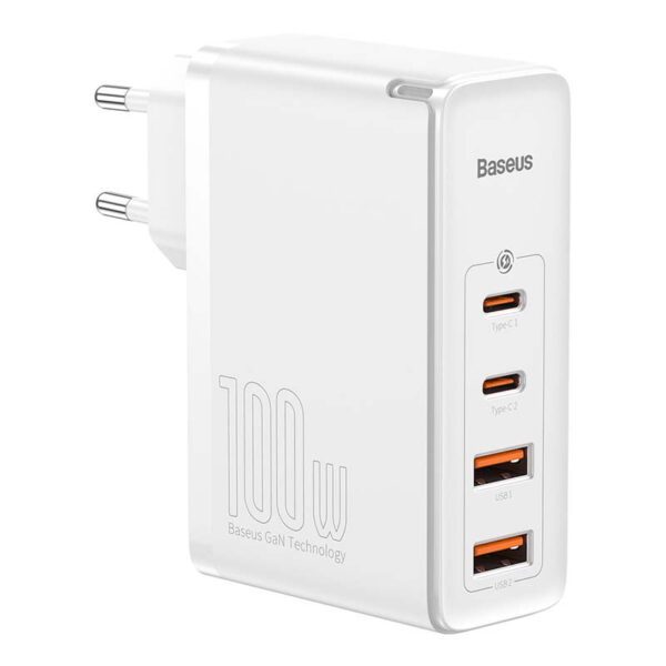 Travel Charger Baseus GaN2 Pro Quick  2x USB + 2x USB-C, 100W, EU (white) - Image 3