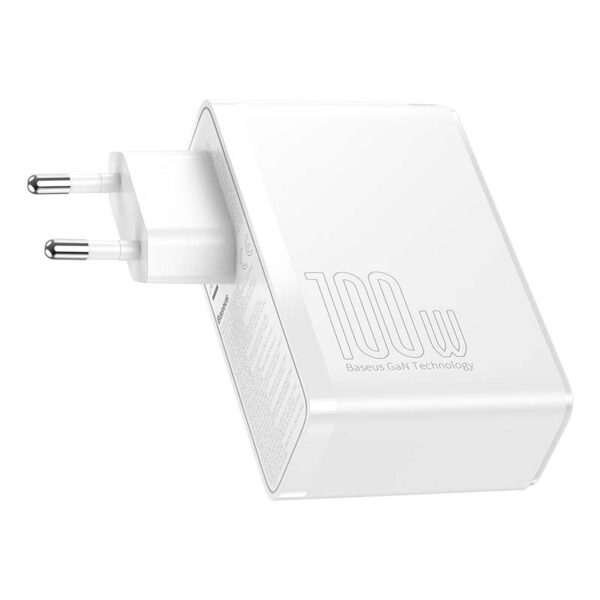 Travel Charger Baseus GaN2 Pro Quick  2x USB + 2x USB-C, 100W, EU (white) - Image 6