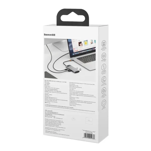Hub 5in1 Baseus Metal Gleam Series, USB-C to 3x USB 3.0 + HDMI + USB-C PD - Image 9