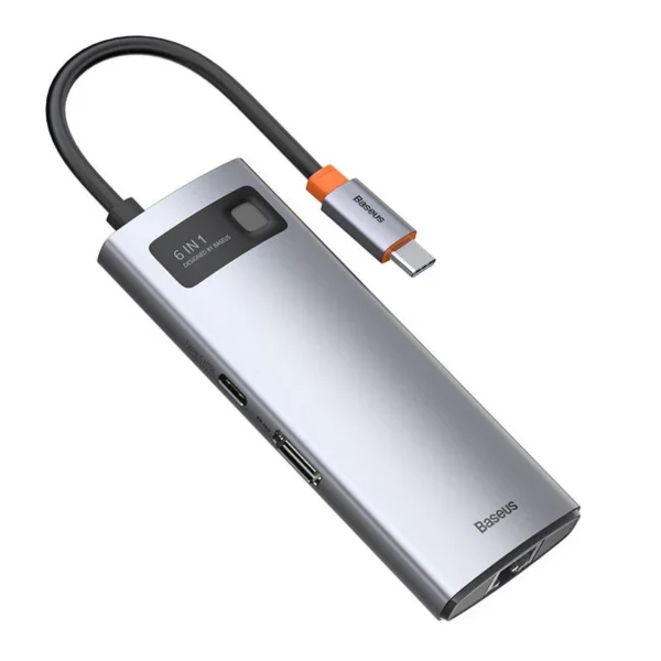 Hub 6in1 Baseus Metal Gleam Series, USB-C to 3x USB 3.0 + HDMI + USB-C PD + Ethernet RJ45 - Image 4