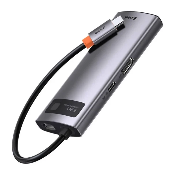 Hub 6in1 Baseus Metal Gleam Series, USB-C to 3x USB 3.0 + HDMI + USB-C PD + Ethernet RJ45 - Image 7