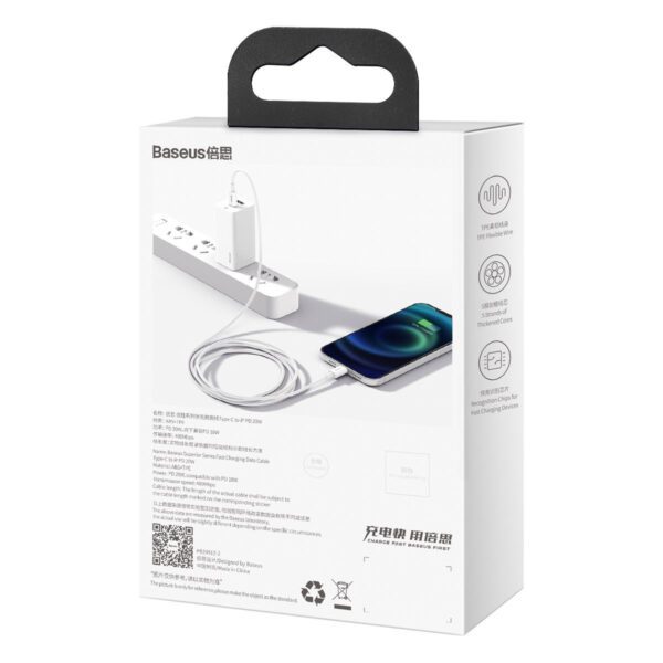 Baseus Superior Series Cable USB-C to Lightning, 20W, PD, 2m (white) - Image 12
