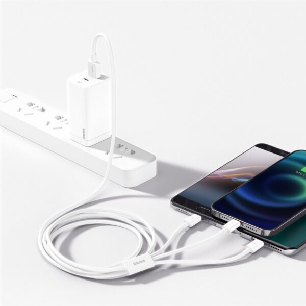 USB cable 3in1 Baseus Superior Series, USB to micro USB / USB-C / Lightning, 3.5A, 1.5m (white) - Image 9
