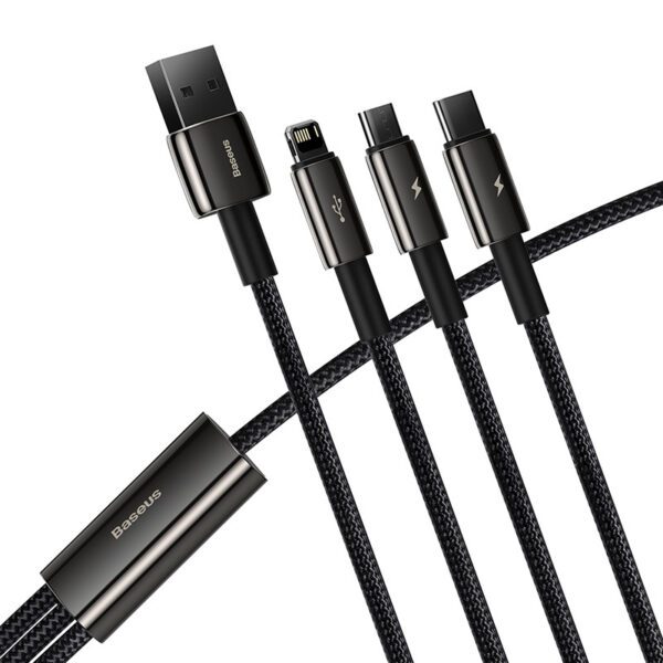 USB cable 3in1 Baseus Tungsten Gold, USB to micro USB / USB-C / Lightning, 3.5A, 1.5m (black) - Image 2