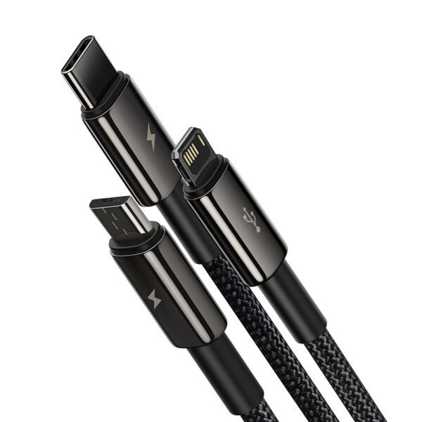 USB cable 3in1 Baseus Tungsten Gold, USB to micro USB / USB-C / Lightning, 3.5A, 1.5m (black) - Image 6