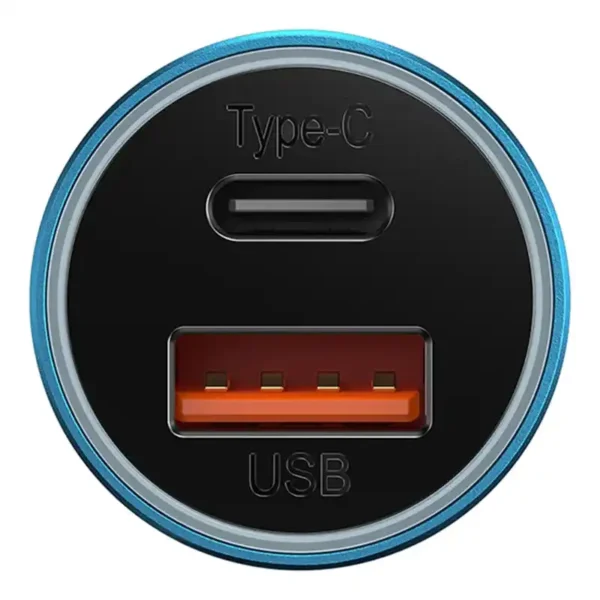 Baseus Golden Contactor Max car charger, USB + USB-C, 60W (blue) - Image 5
