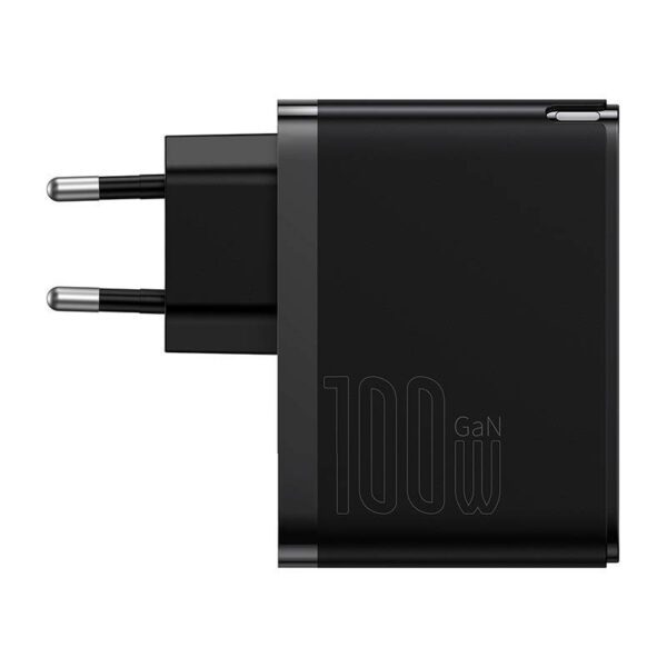 Wall charger Baseus GaN USB-C + USB, 100W + 1m cable (black) - Image 4