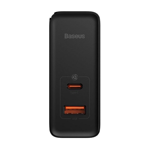 Wall charger Baseus GaN USB-C + USB, 100W + 1m cable (black) - Image 5