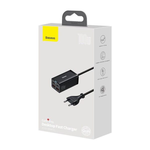 Baseus GaN3 Pro wall charger 2xUSB-C + 2xUSB, 100W (black) - Image 14