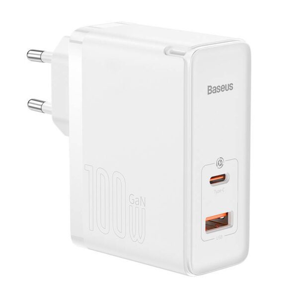 Wall charger Baseus GaN5 Pro USB-C + USB, 100W + 1m cable (white) - Image 2