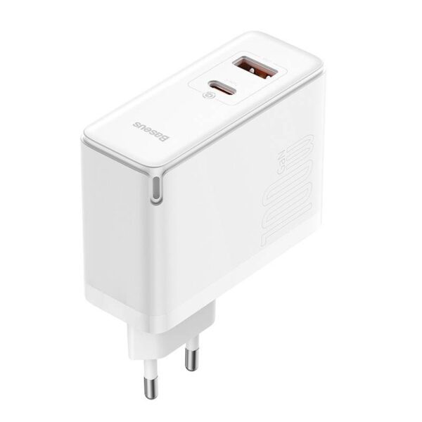 Wall charger Baseus GaN5 Pro USB-C + USB, 100W + 1m cable (white) - Image 4