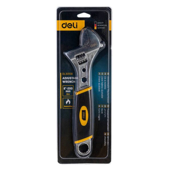 Adjustable Wrench with Plastic Handler Deli Tools EDL30108, 8" (silver) - Image 3