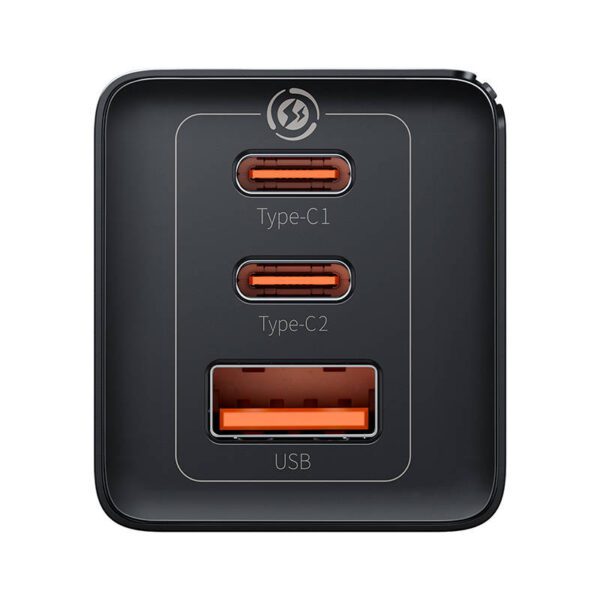 Wall charger Baseus GaN5 Pro 2xUSB-C + USB, 65W (black) - Image 3