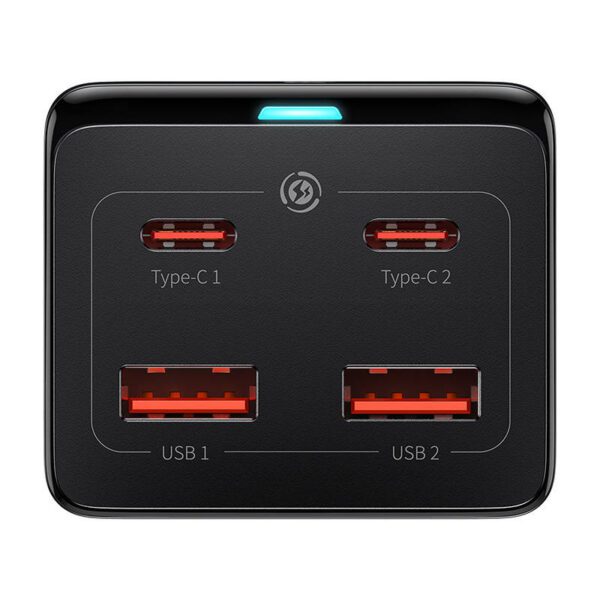 Baseus GaN3 Pro wall charger / powerstrip 2xUSB + 2xUSB-C + AC, 100W (black) - Image 5