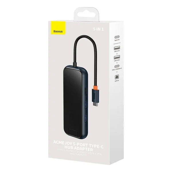 Hub 5in1 Baseus AcmeJoy series USB-C to 2xUSB 3.0 + USB 2.0 + USB-C PD + RJ45 (dark grey) - Image 10