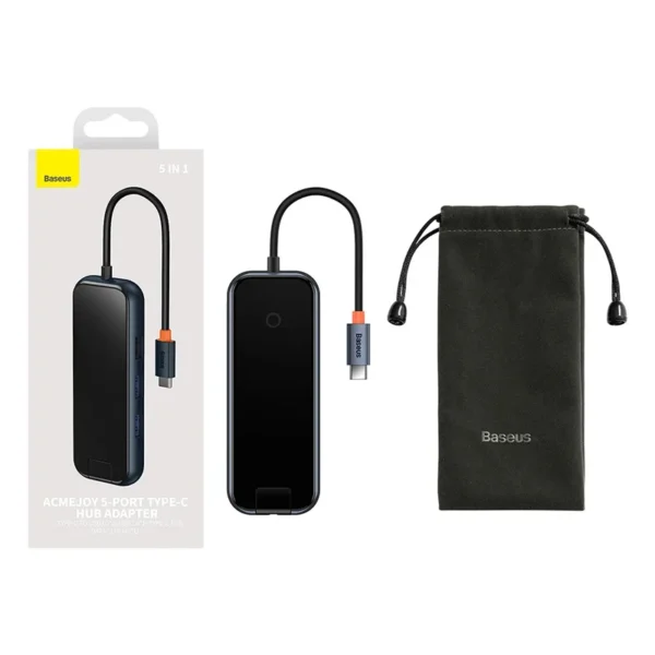Hub 5in1 Baseus AcmeJoy series USB-C to 2xUSB 3.0 + USB 2.0 + USB-C PD + RJ45 (dark grey) - Image 9