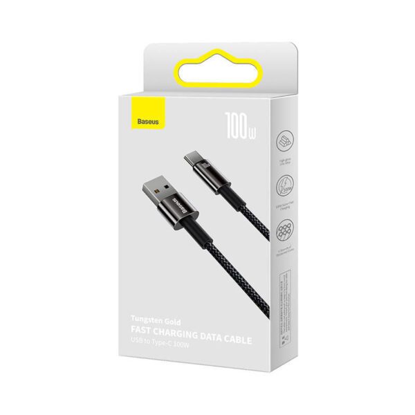 Baseus Tungsten Gold Cable USB to USB-C, 100W, 2m (black) - Image 8