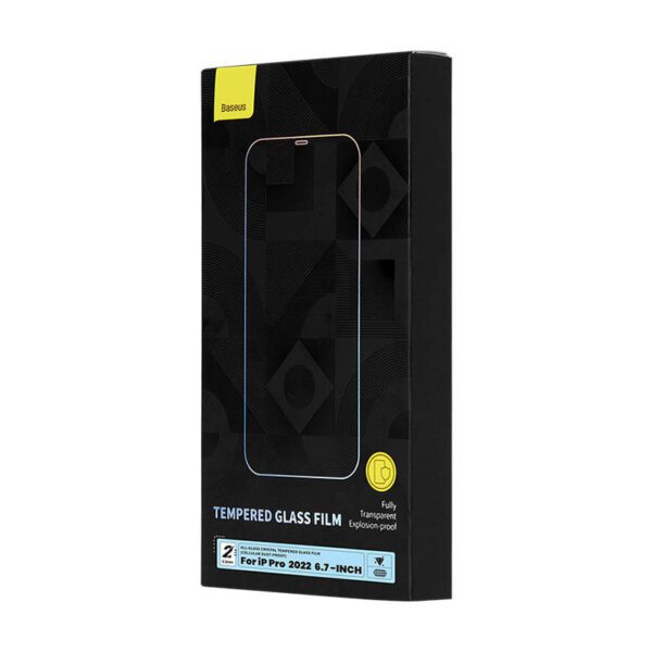 Baseus Crystal Tempered Glass Dust-proof 0.3mm for iPhone 14 Pro Max (2pcs) - Image 7