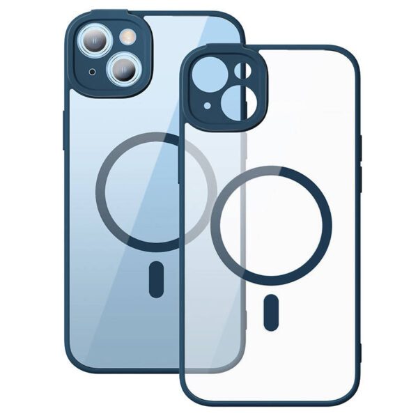 Baseus Frame Transparent Magnetic Case and Tempered Glass set for iPhone 14 Plus (blue) - Image 2