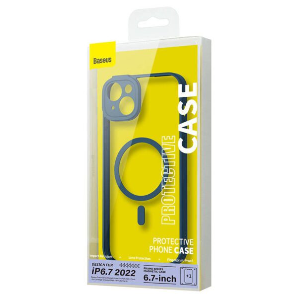 Baseus Frame Transparent Magnetic Case and Tempered Glass set for iPhone 14 Plus (blue) - Image 8