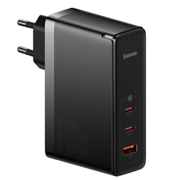 Wall charger Baseus GaN5 Pro 2xUSB-C + USB, 140W (black) - Image 2