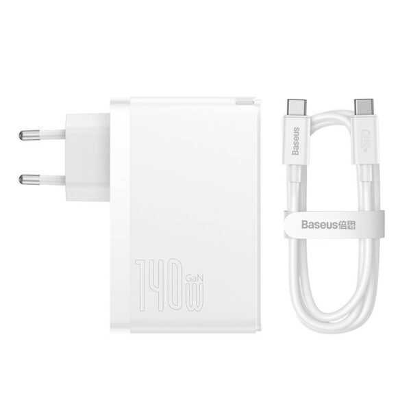 Wall charger Baseus GaN5 Pro 2xUSB-C + USB, 140W (white) - Image 4