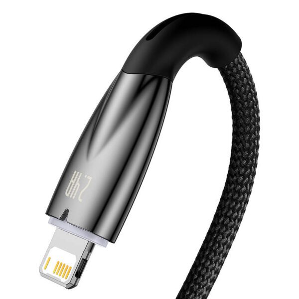 USB cable for Lightning Baseus Glimmer Series, 2.4A, 1m (Black) - Image 4
