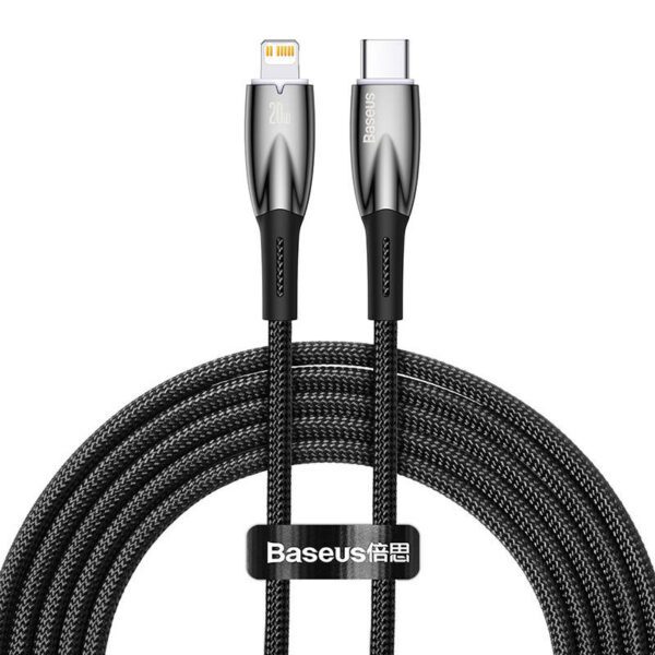 USB-C cable for Lightning Baseus Glimmer Series, 20W, 2m (Black) - Image 2