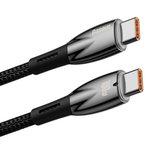 USB-C cable for USB-C Baseus Glimmer Series, 100W, 2m (Black) - Image 2