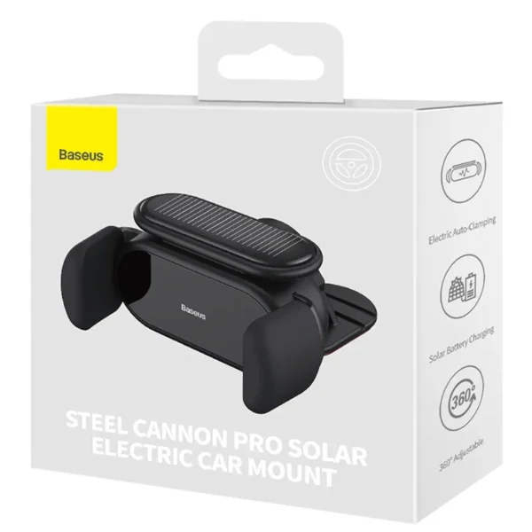 Solar Electric Car Phone Holder Baseus Steel Cannon Pro (Black) - Image 8