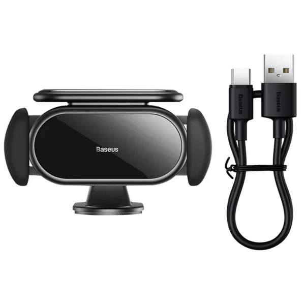 Solar Electric Car Phone Holder Baseus Steel Cannon Pro (Black) - Image 7