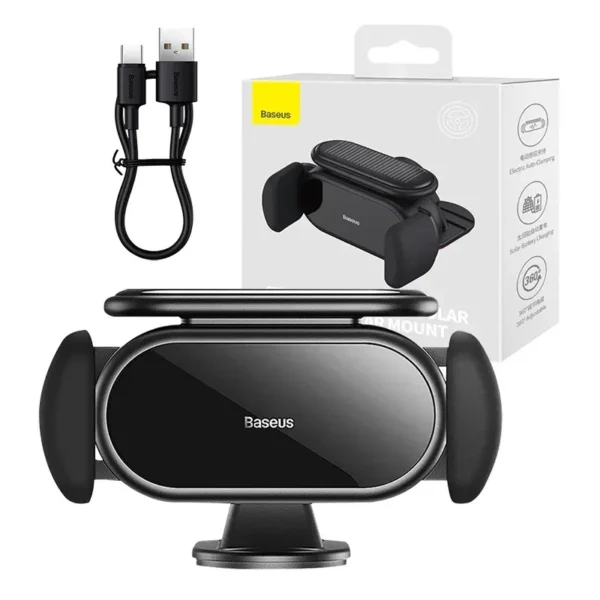 Solar Electric Car Phone Holder Baseus Steel Cannon Pro (Black) - Image 10