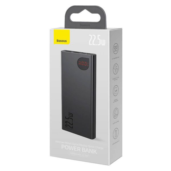 Powerbank Baseus Adaman Metal, 10000mAh, 2xUSB, USB-C, Lightning, MicroUSB  22.5W (black) - Image 7