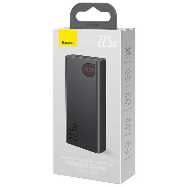 Powerbank Baseus Adaman Metal, 20000mAh, 2xUSB, USB-C, Lightning, microUSB  22.5W (black) - Image 7