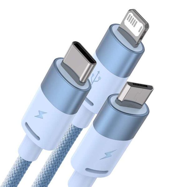 3in1 USB cable Baseus StarSpeed Series, USB-C + Micro + Lightning 3,5A, 1.2m (Blue) - Image 9