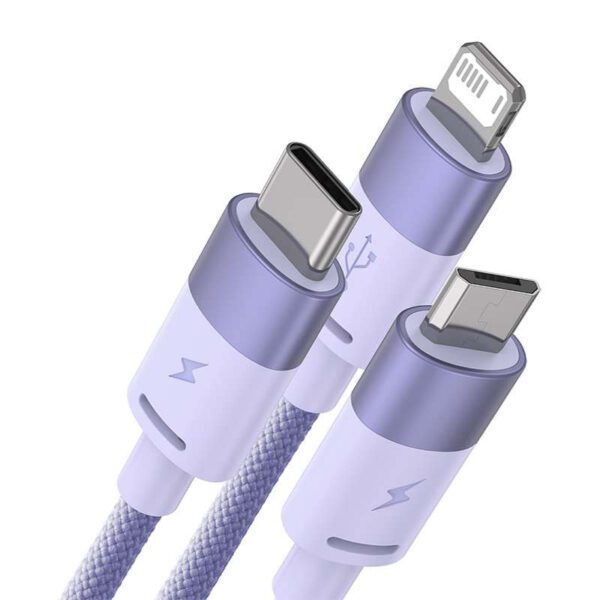 3in1 USB cable Baseus StarSpeed Series, USB-C + Micro + Lightning 3,5A, 1.2m (Purple) - Image 10