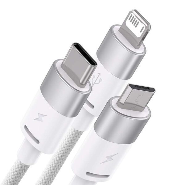 3in1 USB cable Baseus StarSpeed Series, USB-C + Micro + Lightning 3,5A, 1.2m (White) - Image 9